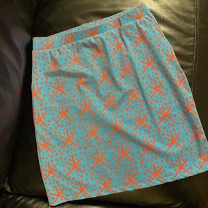 Katherine Way Golf Skirt Aqua Blue Coral Pink Slit in Back XS 0 2 NEW